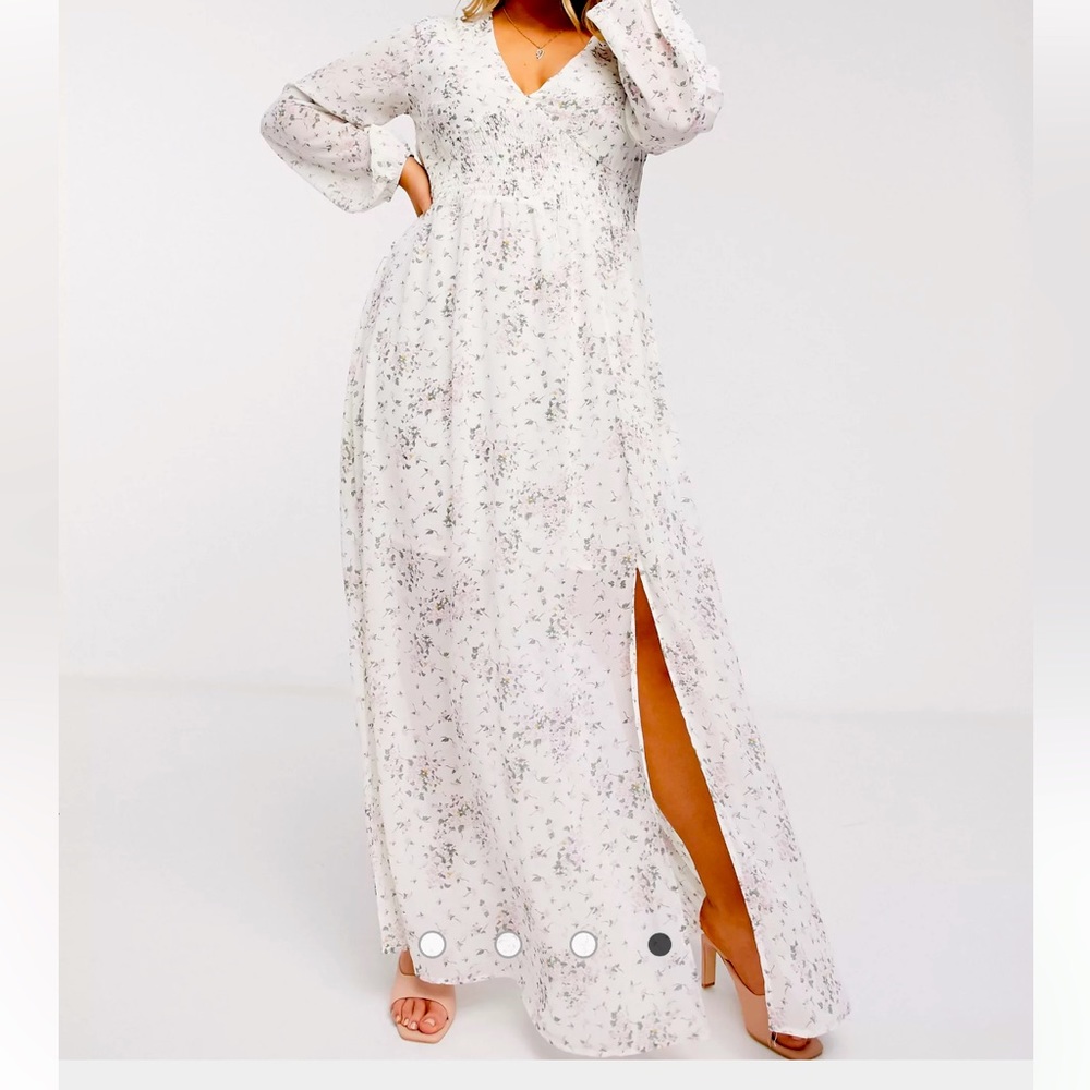 Missguided Plus shirred maxi dress in ditsy floral print size 14 US